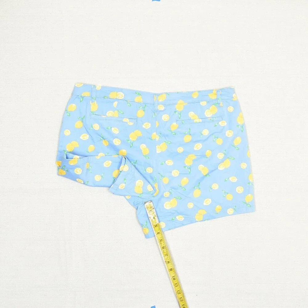 NEW St. John's Bay Women Chino Shorts Lemons Zip Cotton Blue Plus Size 20
